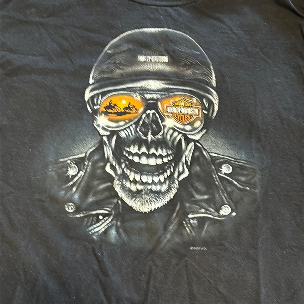 Harley-Davidson Skull Graphic Tee - Black and Orange